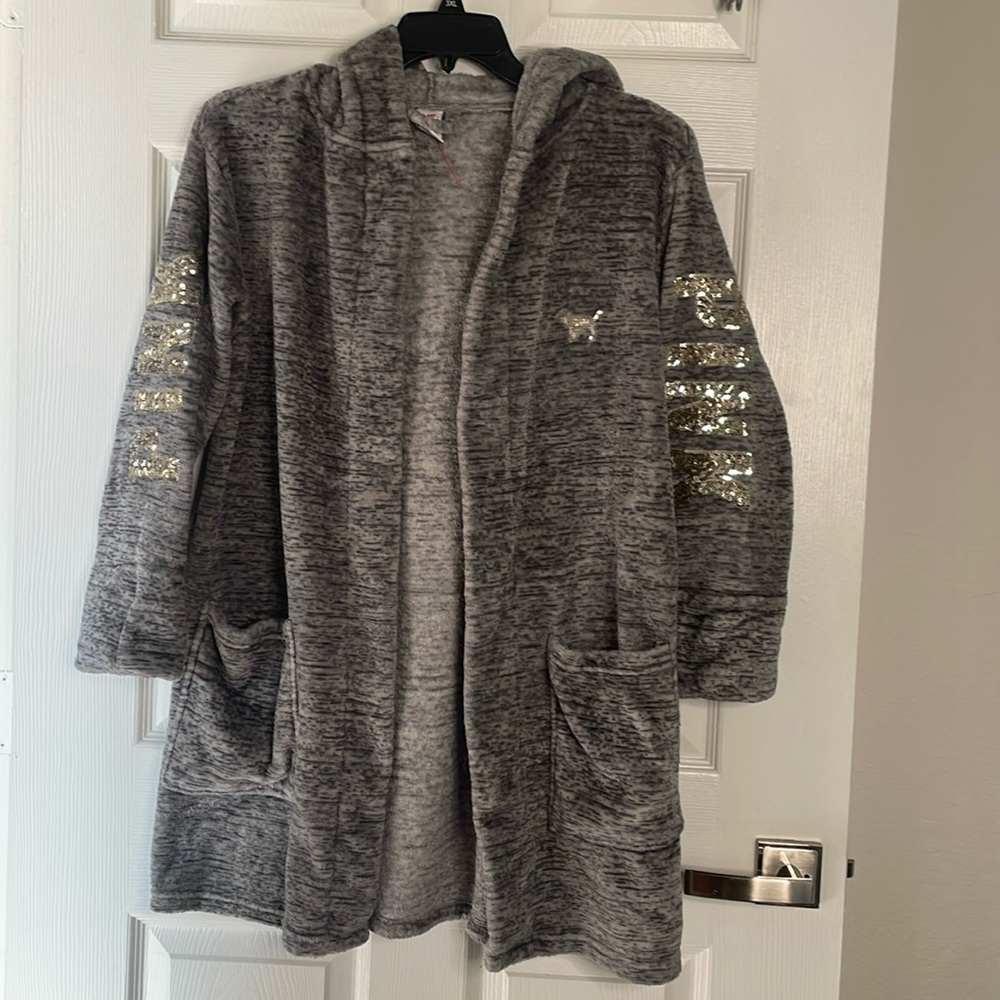 Victoria’s Secret PINK Bling sequin hooded robe with pockets